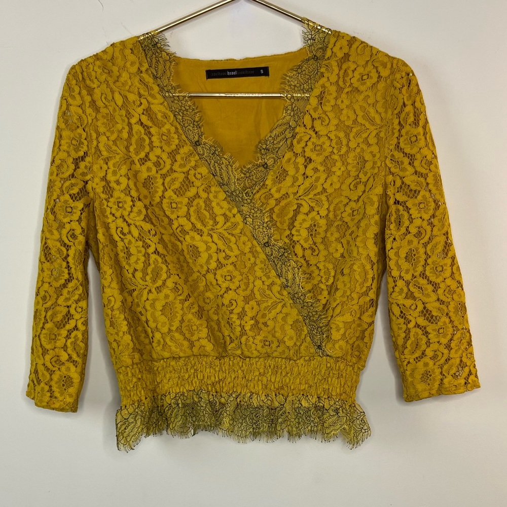 Hazel Yellow Lace Blouse, Small